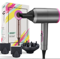 Negative ion hair dryer, equipped with diffuser and 2 concentrator nozzles