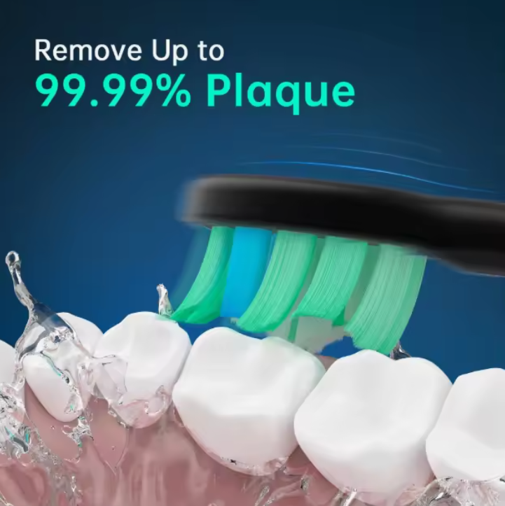 Electric toothbrush, 5 modes, fast charging, comes with replacement heads and a travel case