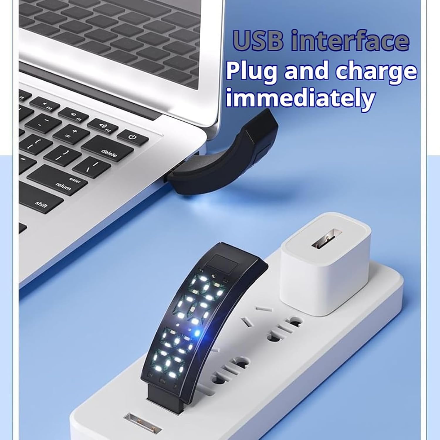 Bracelet alarme vibrant 2026 pour sommeil profond – Bracelet de réveil silencieux, multifonction rechargeable, bleu