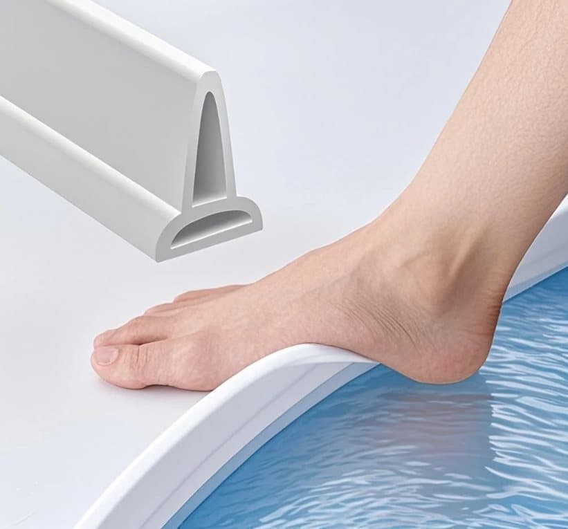 Barrera de agua para umbral de ducha – Junta autoadhesiva con tope de agua y tira retenedora – 2 m