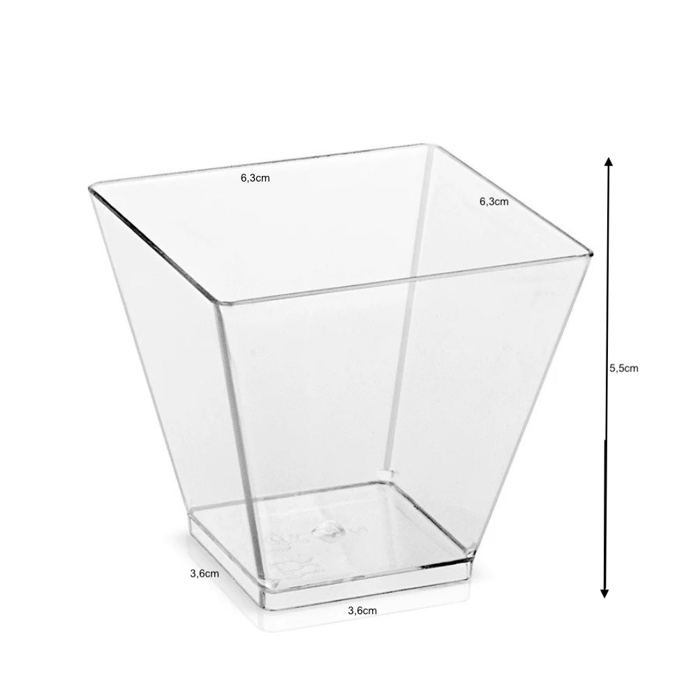 Paquete de 50 cuencos cuadrados de plástico – 120 ml cuencos negros para postres, mousse, aperitivos y servicio