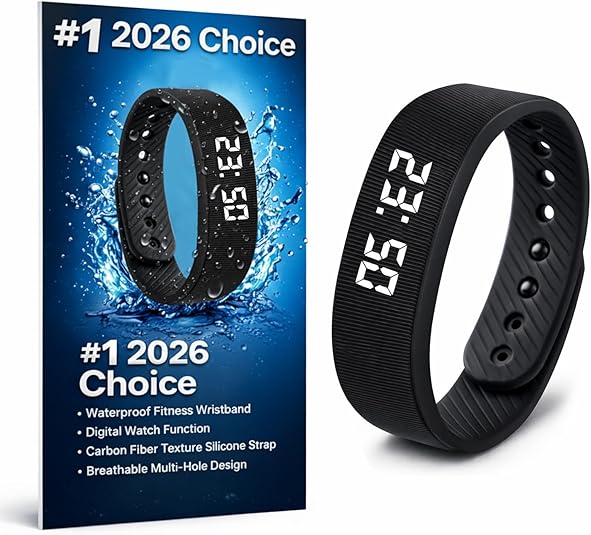 Bracelet alarme vibrant 2026 pour sommeil profond – Bracelet de réveil silencieux, multifonction rechargeable, bleu