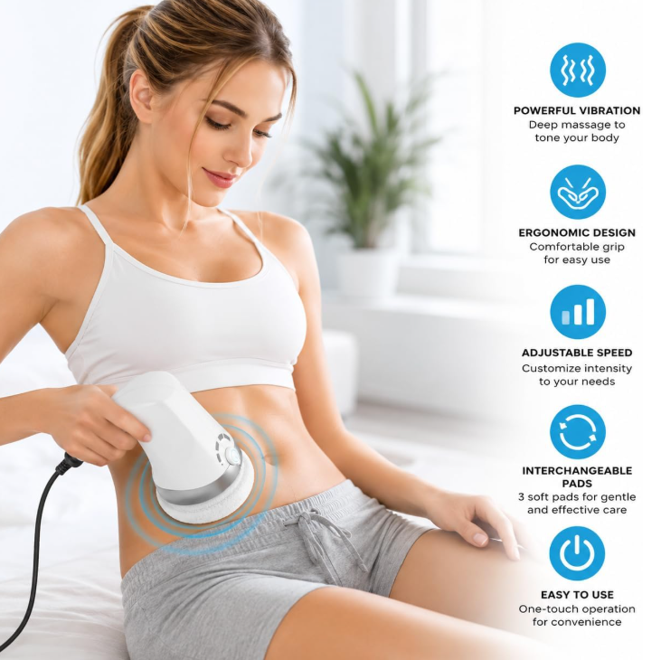 BODY SHAPING DEVICE ANTI-CELLULITE MASSAGER WITH 6 COVERS