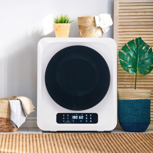 Sèche-linge à évacuation en acier inoxydable, capacité nominale 3 kg / max 4 kg, 850 W, 6 programmes, désinfection UV, filtration multiple, protection surchauffe, fixation murale, classe énergétique G