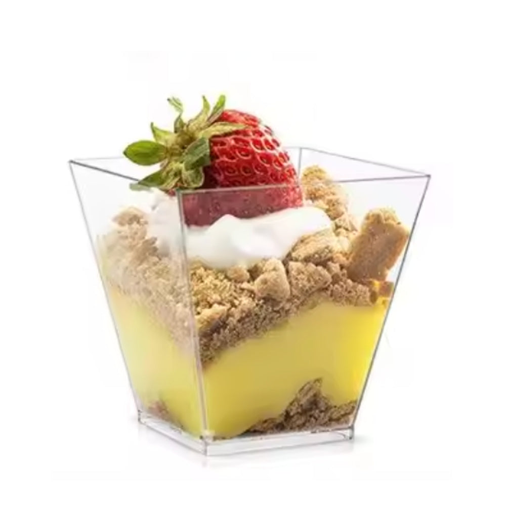 Paquete de 50 cuencos cuadrados de plástico – 120 ml cuencos negros para postres, mousse, aperitivos y servicio