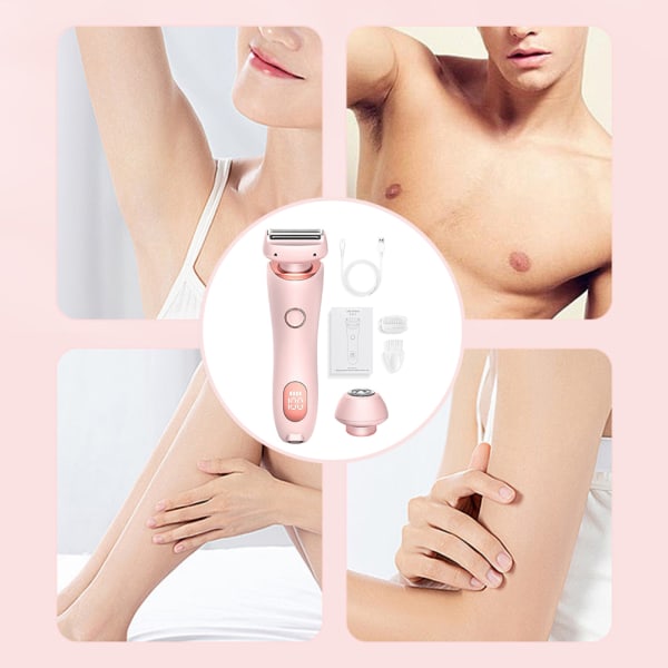 2-i-1 bikinidamebarbermaskine til kvinder, Silky Glide Pro hårfjerning til barbering af ben, arme, underarme og ansigt, blå