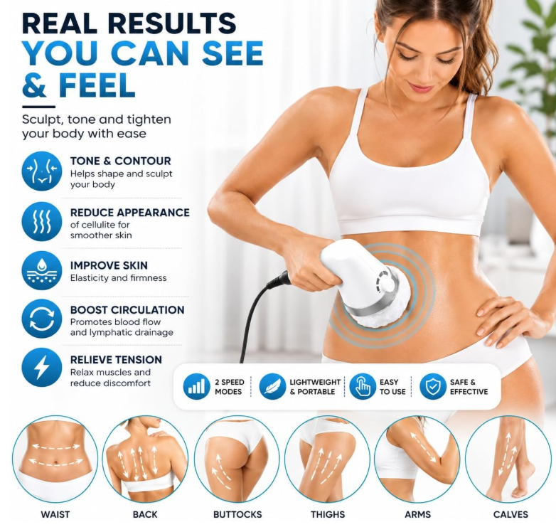 BODY SHAPING DEVICE ANTI-CELLULITE MASSAGER WITH 6 COVERS