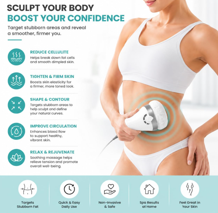 BODY SHAPING DEVICE ANTI-CELLULITE MASSAGER WITH 6 COVERS