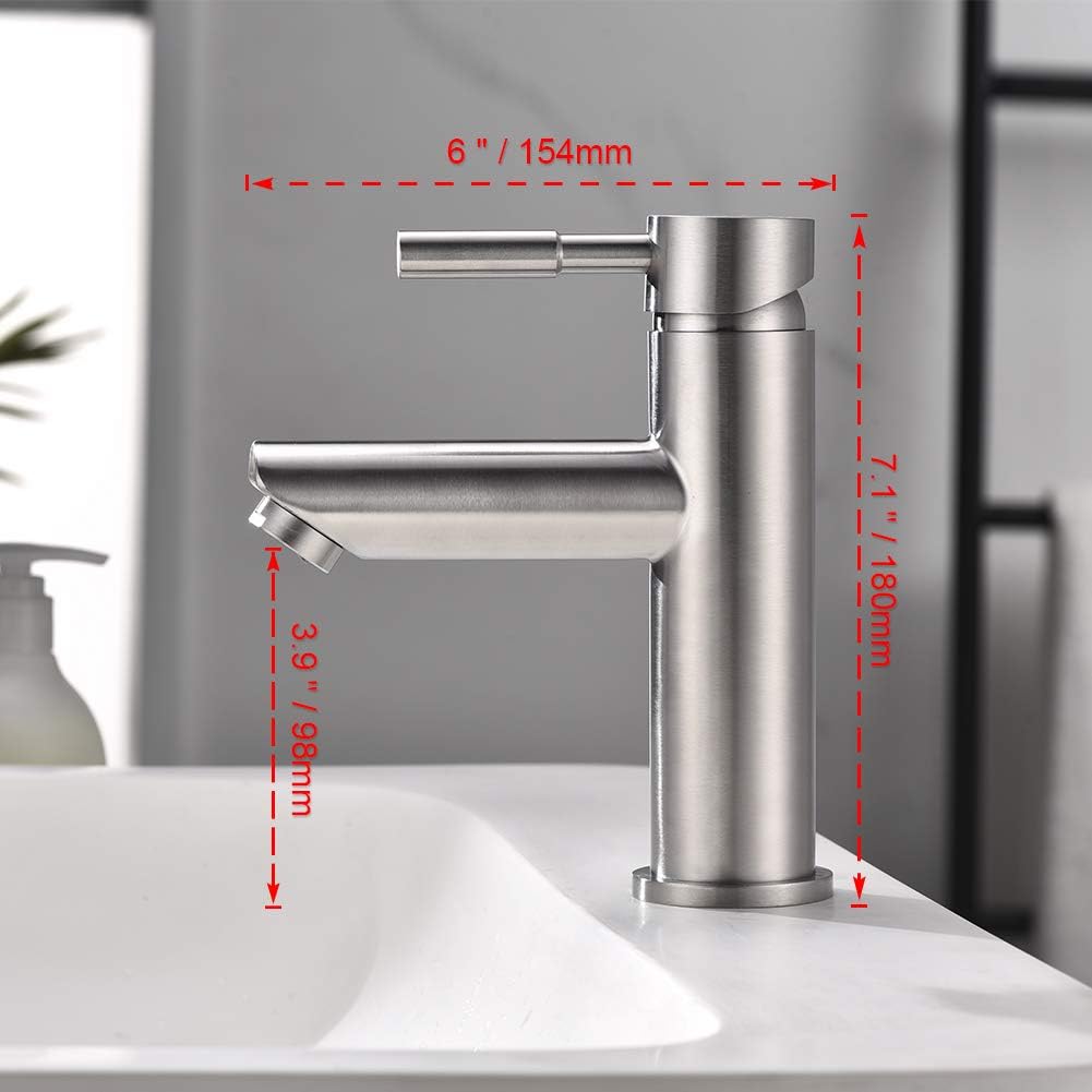 Bathroom Sink Faucet, Stainless Steel Lavatory Faucet, Single Handle Lavatory Faucet, Polished Nickel