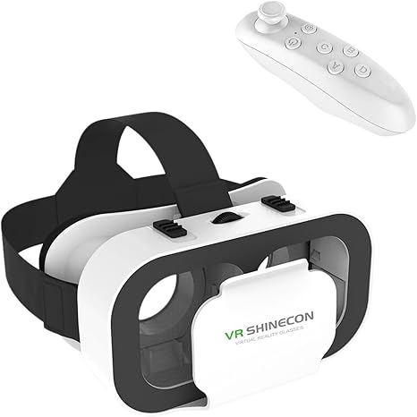 Virtual Reality (VR) Headset/Glasses Compatible with iPhone and Android – Adjustable 3D VR Phone Headset for 4.7 to 6.5-inch Screens, with Controller for Movies and Mobile Games