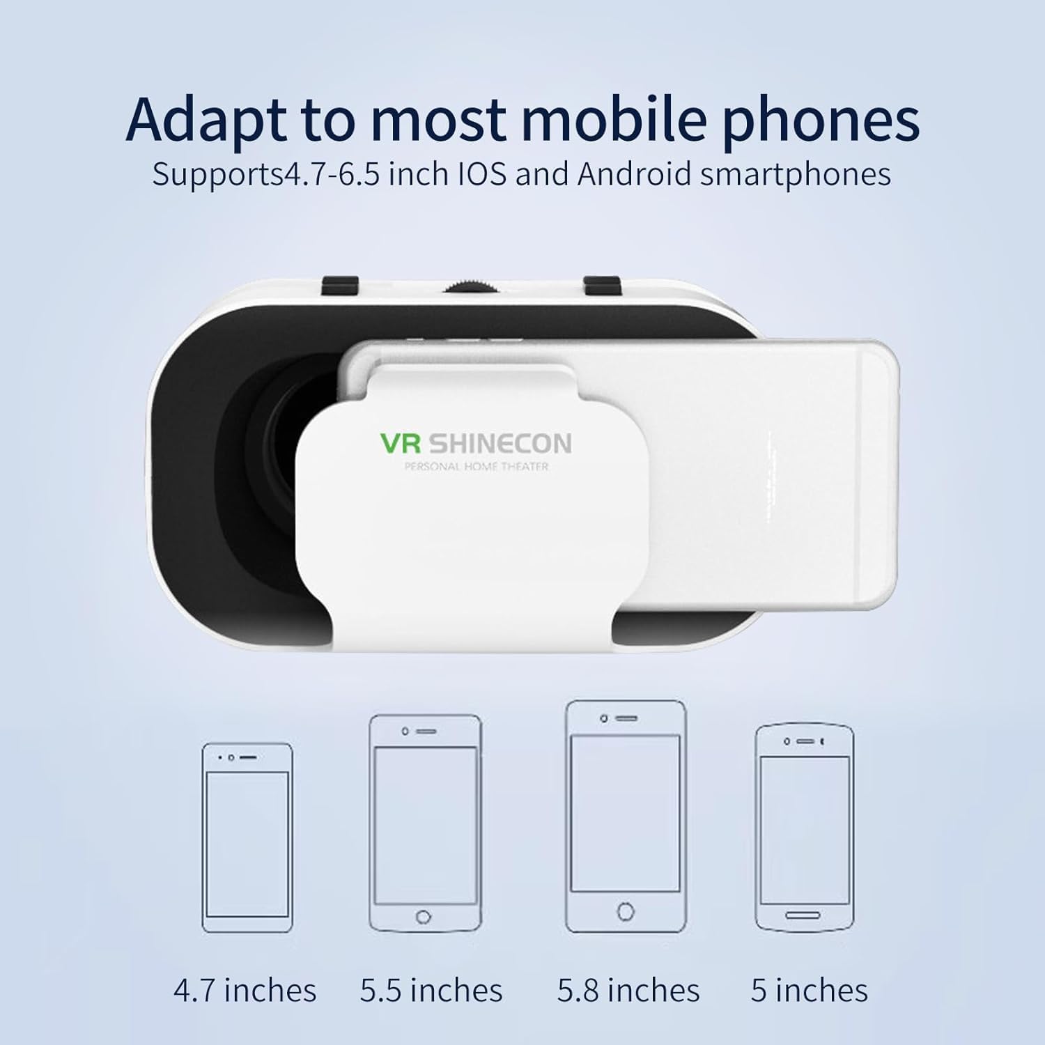 Virtual Reality (VR) Headset/Glasses Compatible with iPhone and Android – Adjustable 3D VR Phone Headset for 4.7 to 6.5-inch Screens, with Controller for Movies and Mobile Games
