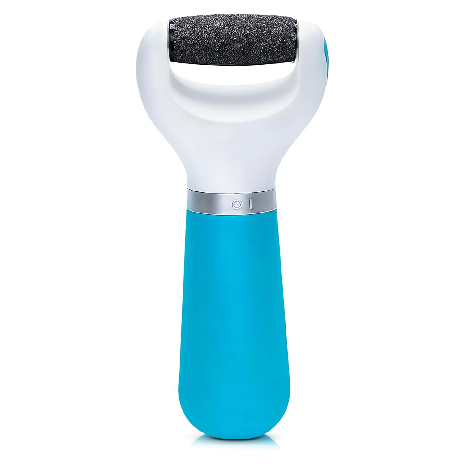 Râpe électrique pour les pieds + 5 rouleaux bleus (piles non incluses) – Ponceuse pour pieds haute vitesse avec rouleau facile à remplacer – Anti-callosités électrique portable pour les pieds | Outil de pédicure pour lisser la peau des pieds
