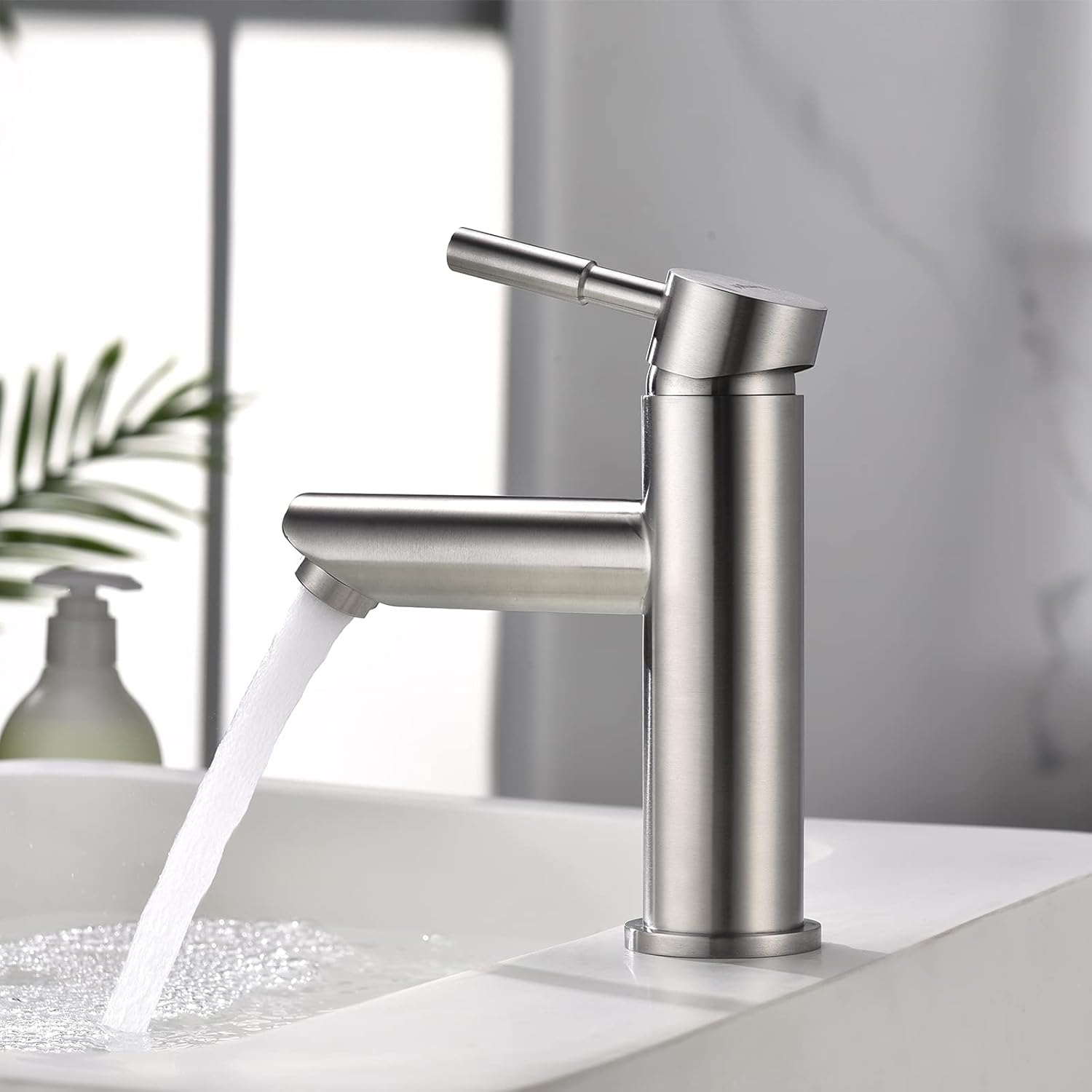 Bathroom Sink Faucet, Stainless Steel Lavatory Faucet, Single Handle Lavatory Faucet, Polished Nickel