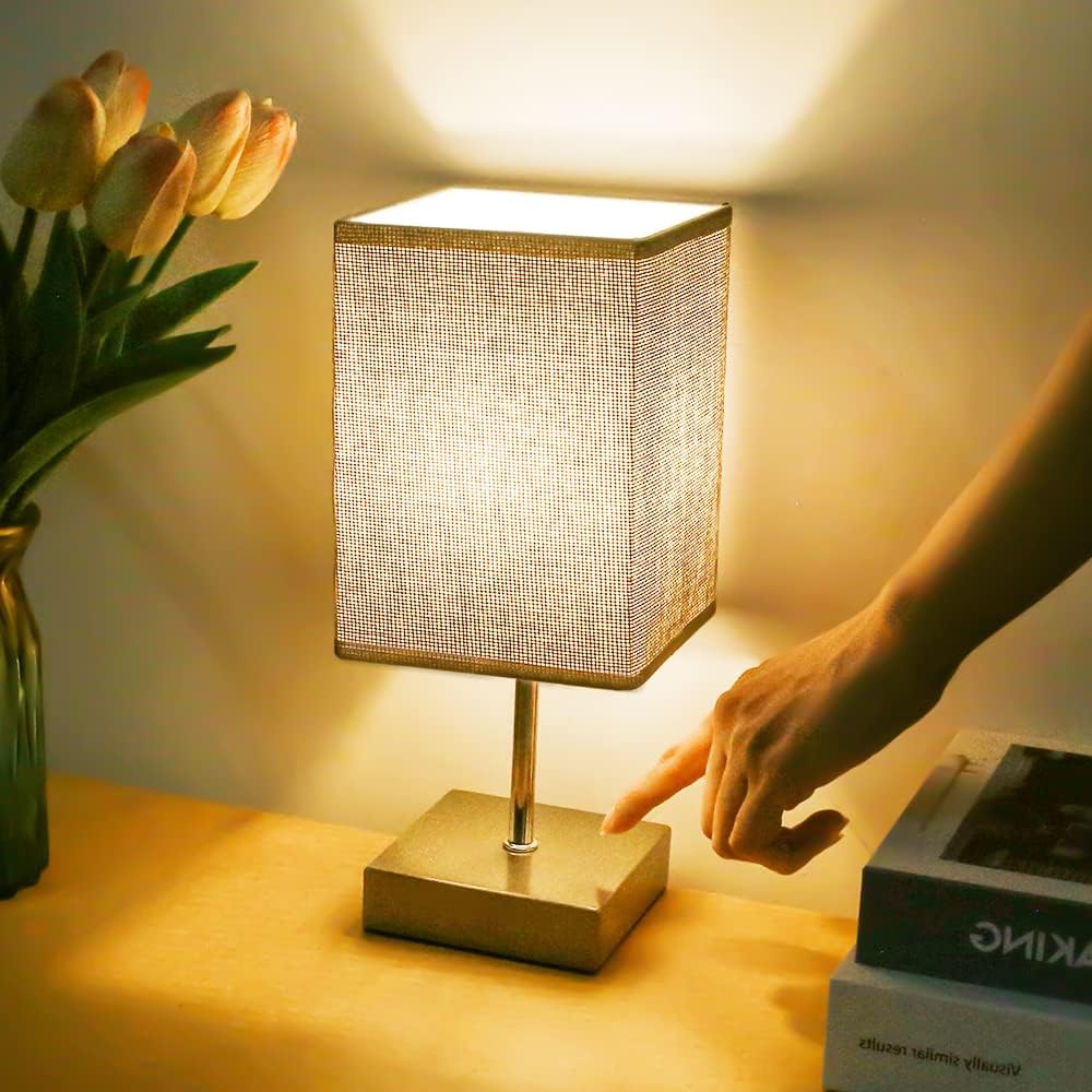 Set of 2 touch-control bedside lamps, dimmable touch table lamps, 3 brightness levels, 2 bulbs included.