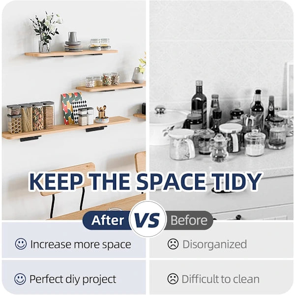 6-Pack Black Metal L-Brackets – 15 cm Heavy Duty Floating Shelf Supports