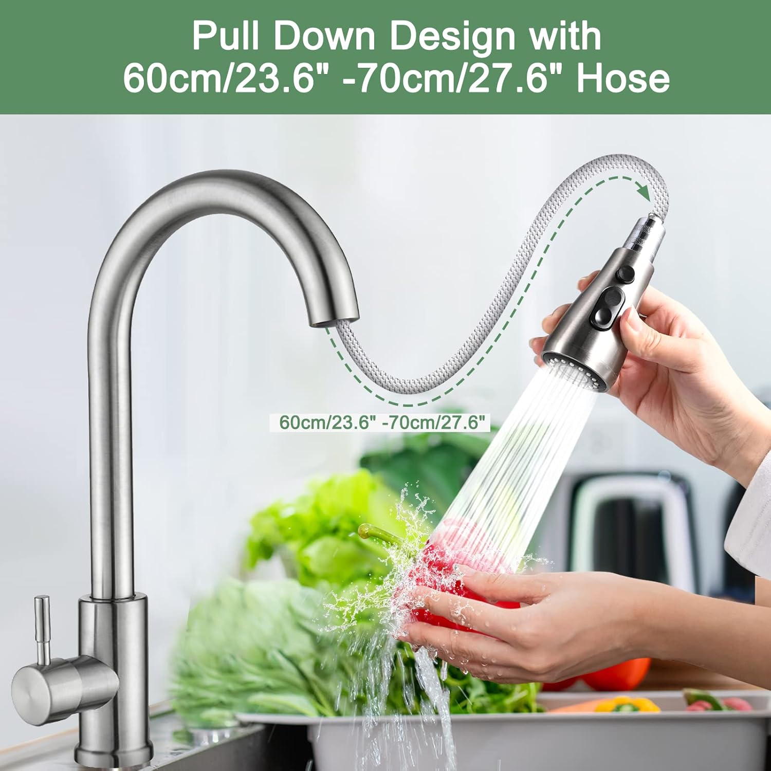 Kitchen Faucet Pull Out Kitchen Faucet Stainless Steel Sink Kitchen Faucet 360° Brushed Surface