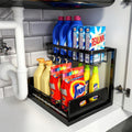 Under-sink organizer, 2-tier pull-out storage cabinet, sliding under-sink shelf, kitchen organizers and storage, 1-pack