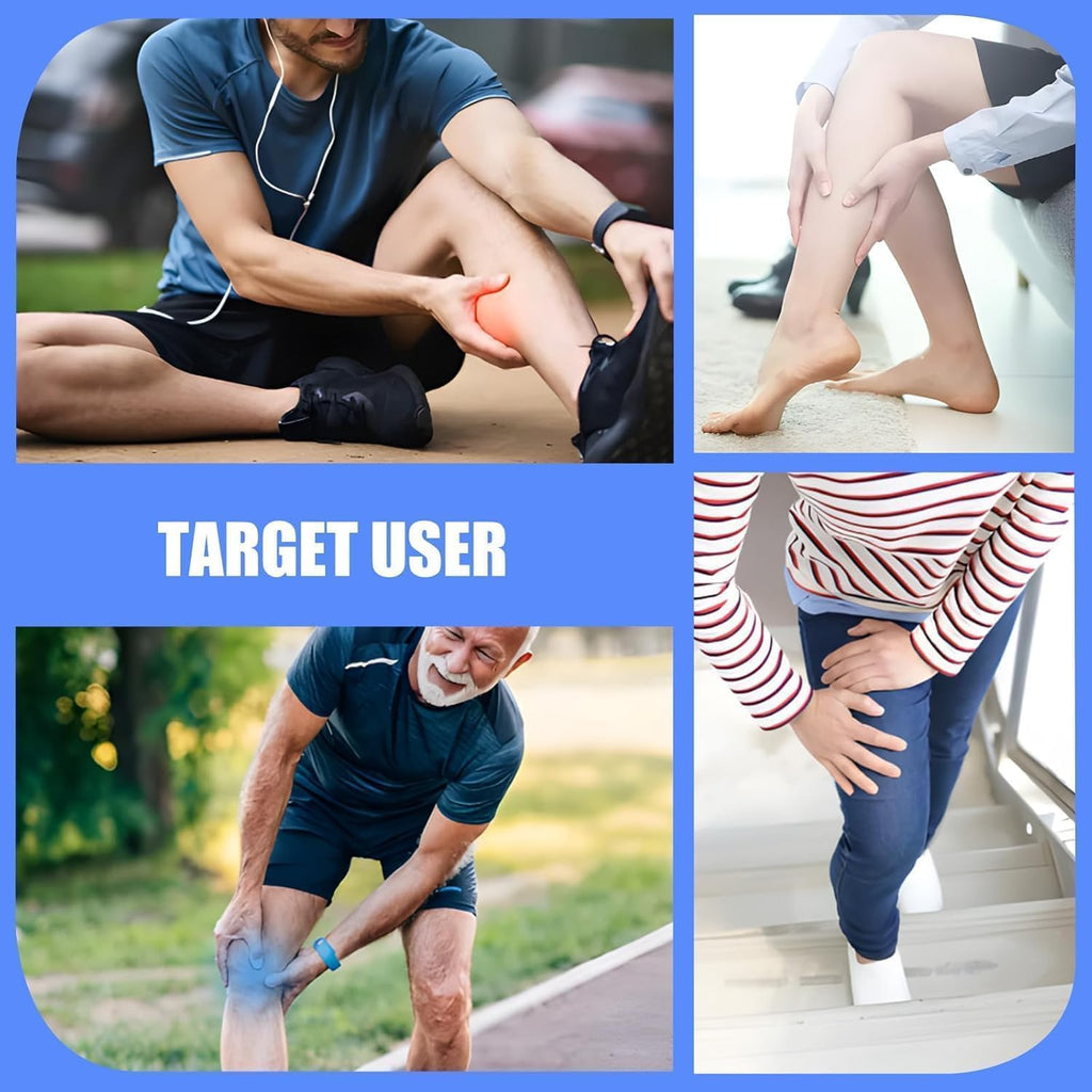 Air compression leg massager for circulation and pain relief; full-leg compression boots with adjustable extension straps for feet, calves, and thighs.