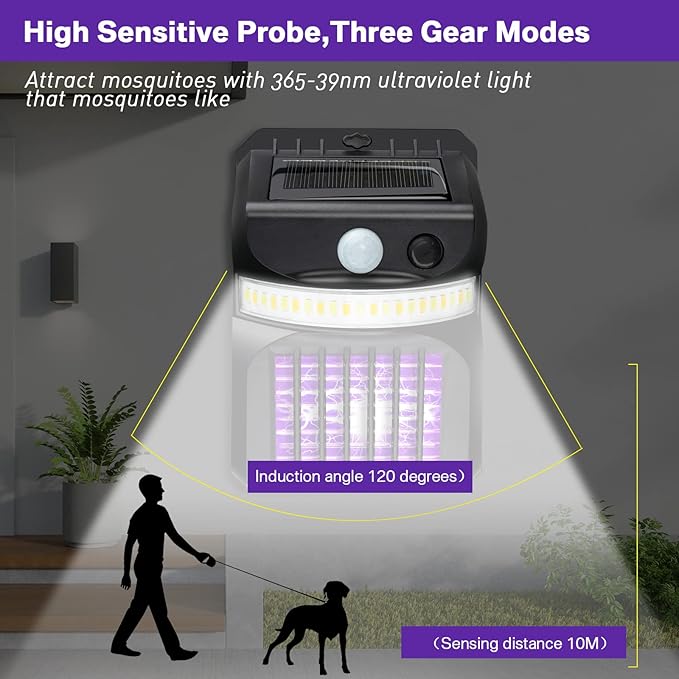 Lot de 4 pièges lumineux solaires d'extérieur pour moustiques et insectes (LED)