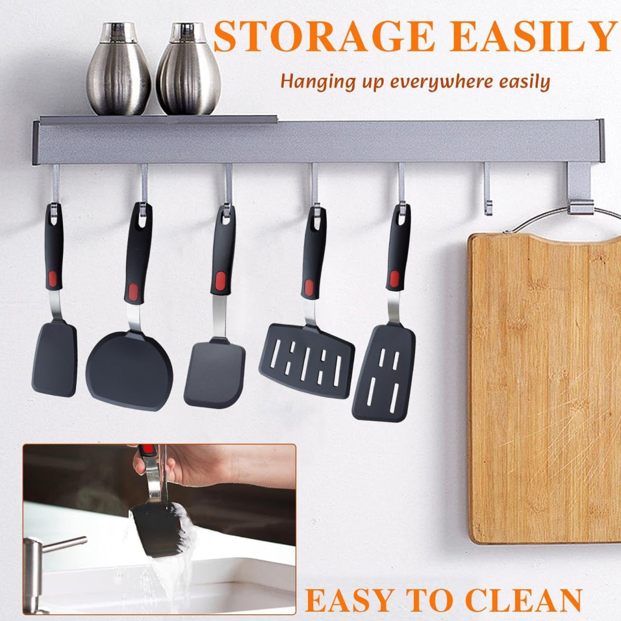Silicone Spatula and Turner Set – 5-Piece Set for Non-Stick Cookware, Heat-Resistant up to 600°F, Ideal for Eggs and Pancakes