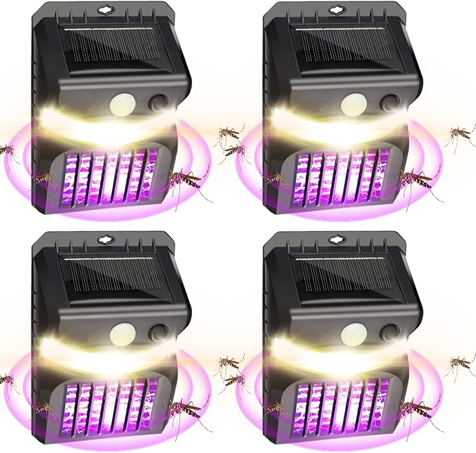 4 trampas solares para mosquitos e insectos con luz LED para exteriores.