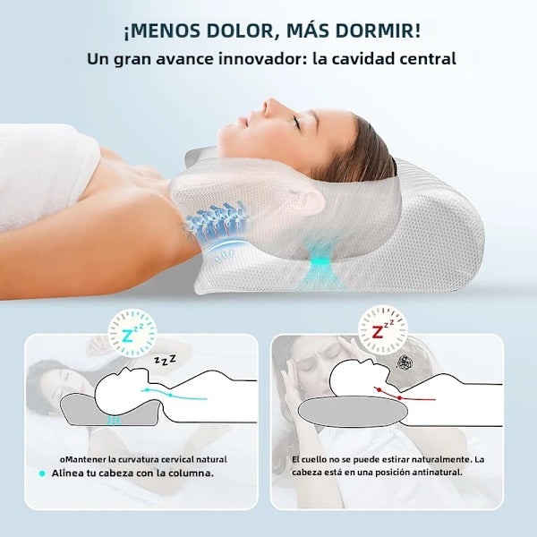 Oreiller cervical viscoélastique, oreiller orthopédique ergonomique 2 en 1 contre les douleurs au cou, oreiller à support contourné, 1 pièce gris clair