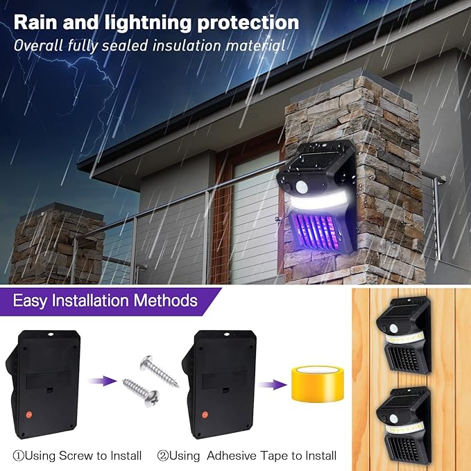 4 trampas solares para mosquitos e insectos con luz LED para exteriores.