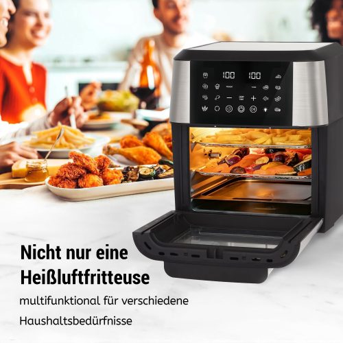 Friteuse à air chaud XXL 12 L, four multifonction avec accessoires, cuisson friture & grill facile, chauffage uniforme, 12 programmes, nettoyage simple