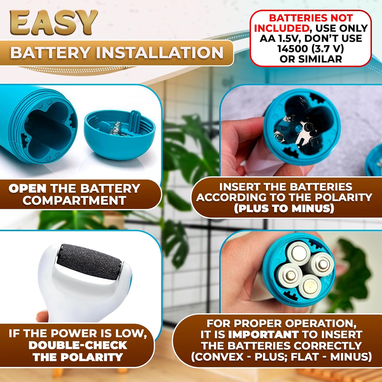 Râpe électrique pour les pieds + 5 rouleaux bleus (piles non incluses) – Ponceuse pour pieds haute vitesse avec rouleau facile à remplacer – Anti-callosités électrique portable pour les pieds | Outil de pédicure pour lisser la peau des pieds
