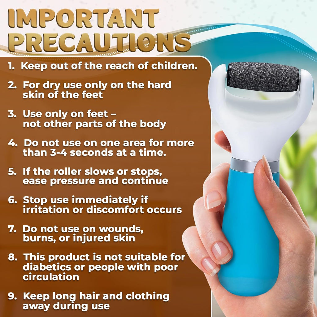 Râpe électrique pour les pieds + 5 rouleaux bleus (piles non incluses) – Ponceuse pour pieds haute vitesse avec rouleau facile à remplacer – Anti-callosités électrique portable pour les pieds | Outil de pédicure pour lisser la peau des pieds
