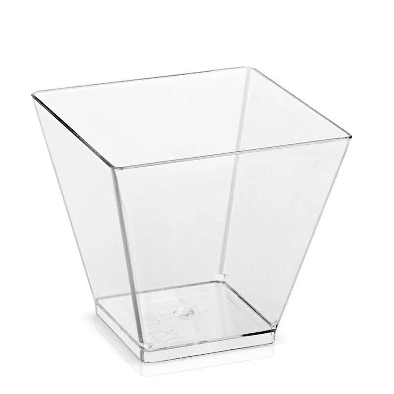 Paquete de 50 cuencos cuadrados de plástico – 120 ml cuencos negros para postres, mousse, aperitivos y servicio