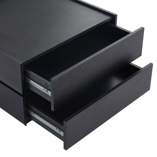360° roterbart sofabord med 2 hylder og opbevaringsplads, sort, 60 x 60 x 38 cm