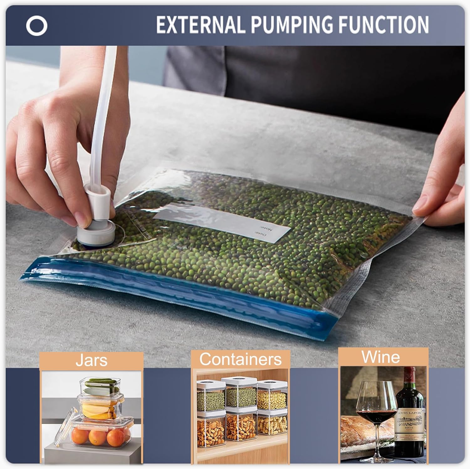 Machine de mise sous vide automatique avec 6 modes de scellage sous vide pour aliments