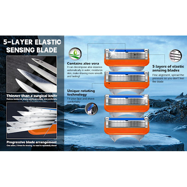 24 lames de rechange pour rasoir, lames de rasoir pour hommes – Orange, nouvelle version