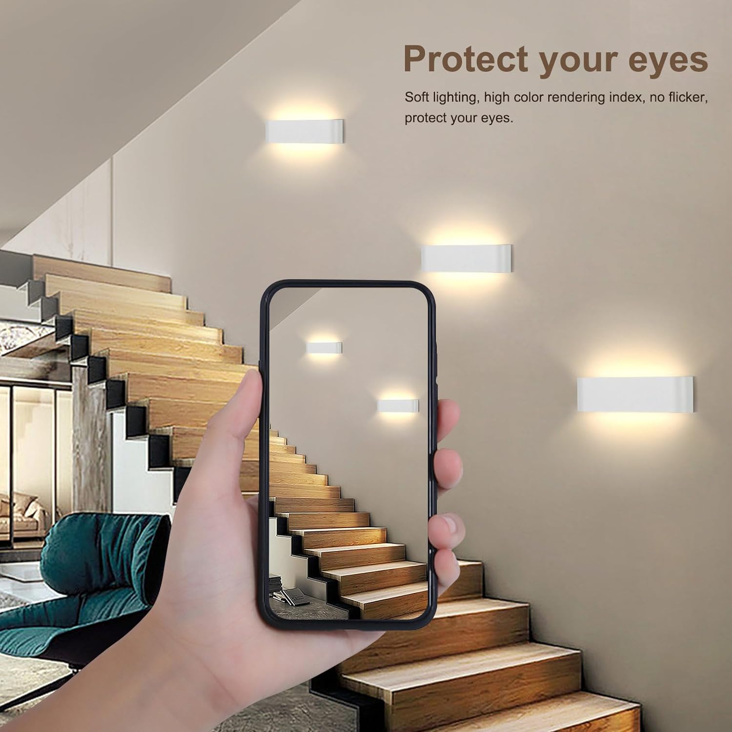 Applique murale intérieure : Murale à bande LED ultra-mince et moderne — Convient à divers environnements, éclairage à trois tons