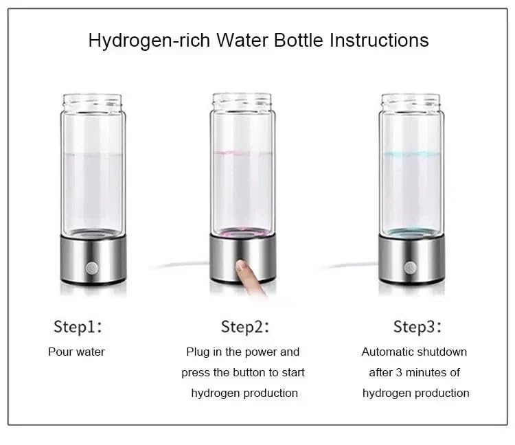 Bouteille d'eau à hydrogène double mode Premium, générateur d'hydrogène portable, bouteille d'eau ionisée de 550 ml (1800 PPB), idéale pour le bureau, les voyages et l'entraînement quotidien