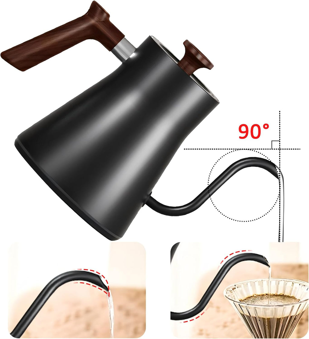 Bouilloire électrique numérique intelligente avec contrôle de température variable, intérieur en acier inoxydable, bouilloire électrique à col de cygne à chauffage rapide de 1200 W, finition élégante