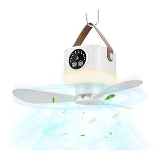 Ventilateur de plafond télécommandé rechargeable par USB avec batterie 7200mAh et lumière suspendue pour chambres et camping.