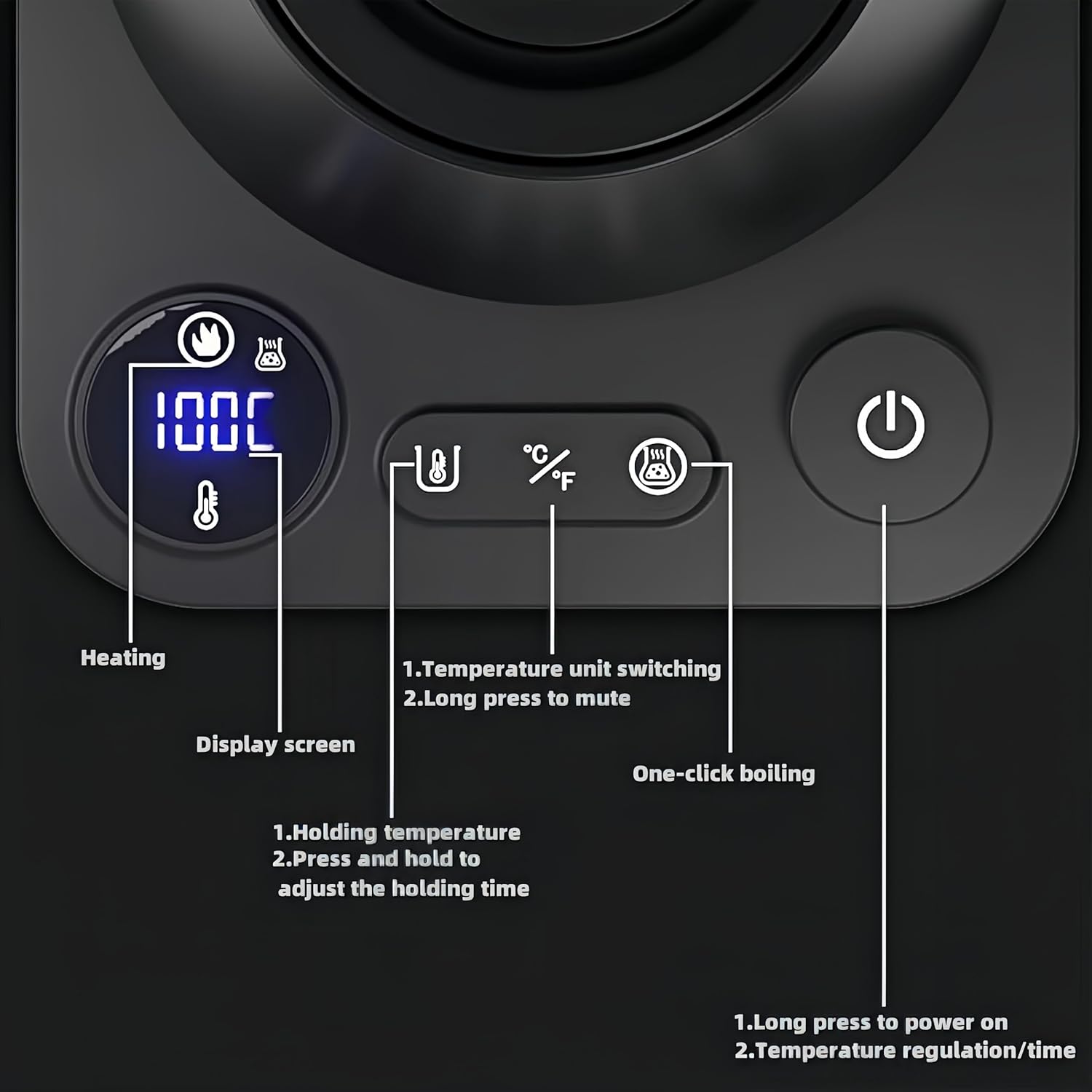 Bouilloire électrique numérique intelligente avec contrôle de température variable, intérieur en acier inoxydable, bouilloire électrique à col de cygne à chauffage rapide de 1200 W, finition élégante