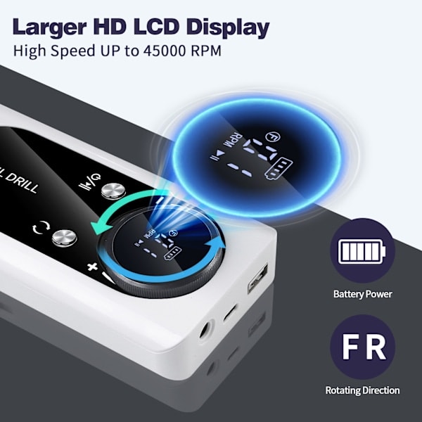 Lime à ongles électrique portable rechargeable, 45 000 tr/min, rapide et efficace, violette