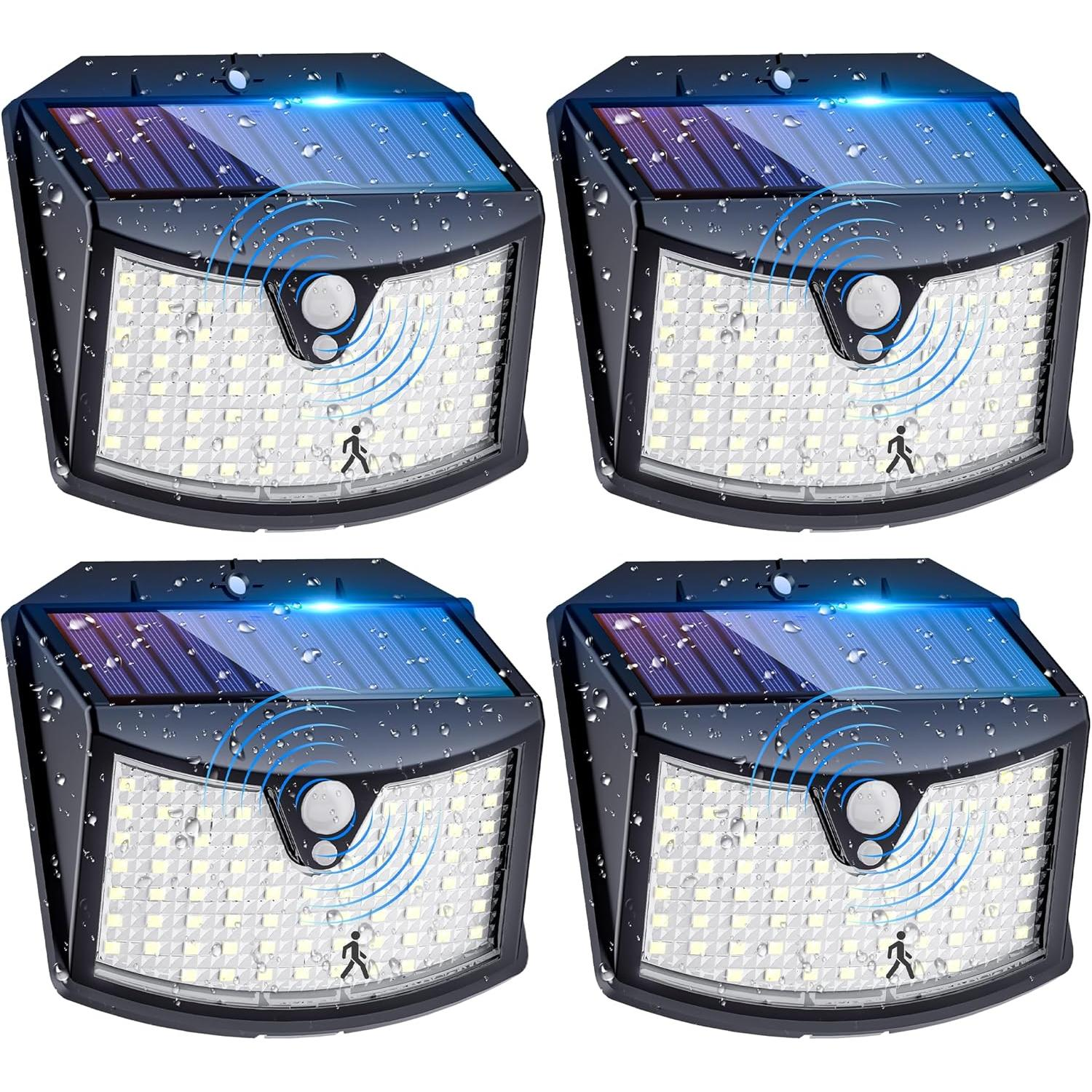 Outdoor Solar Light, 3 Modes with Motion Sensor, IP65 Waterproof Solar LED Spotlight