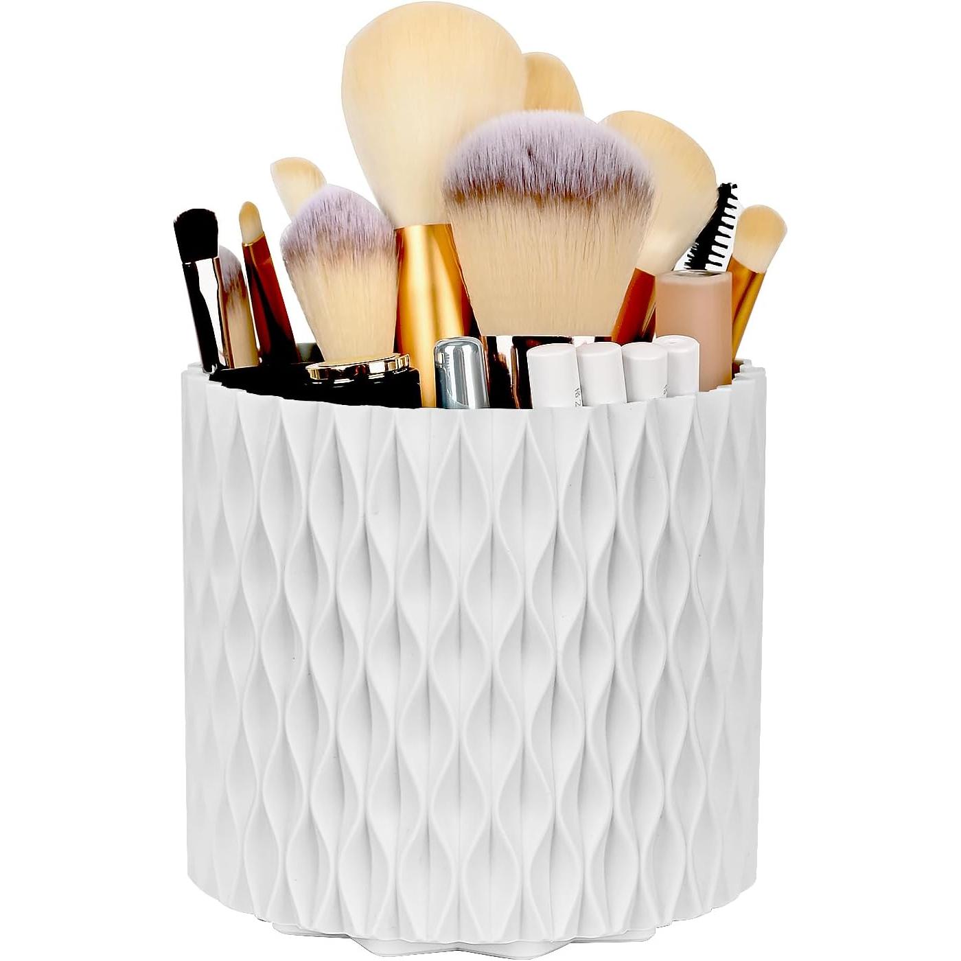 Makeup Organizer, Brush Holder, 360-Degree Rotating Cosmetics Organizer, Large-Capacity Storage Box for Vanity, Desk, or Bathroom Countertop