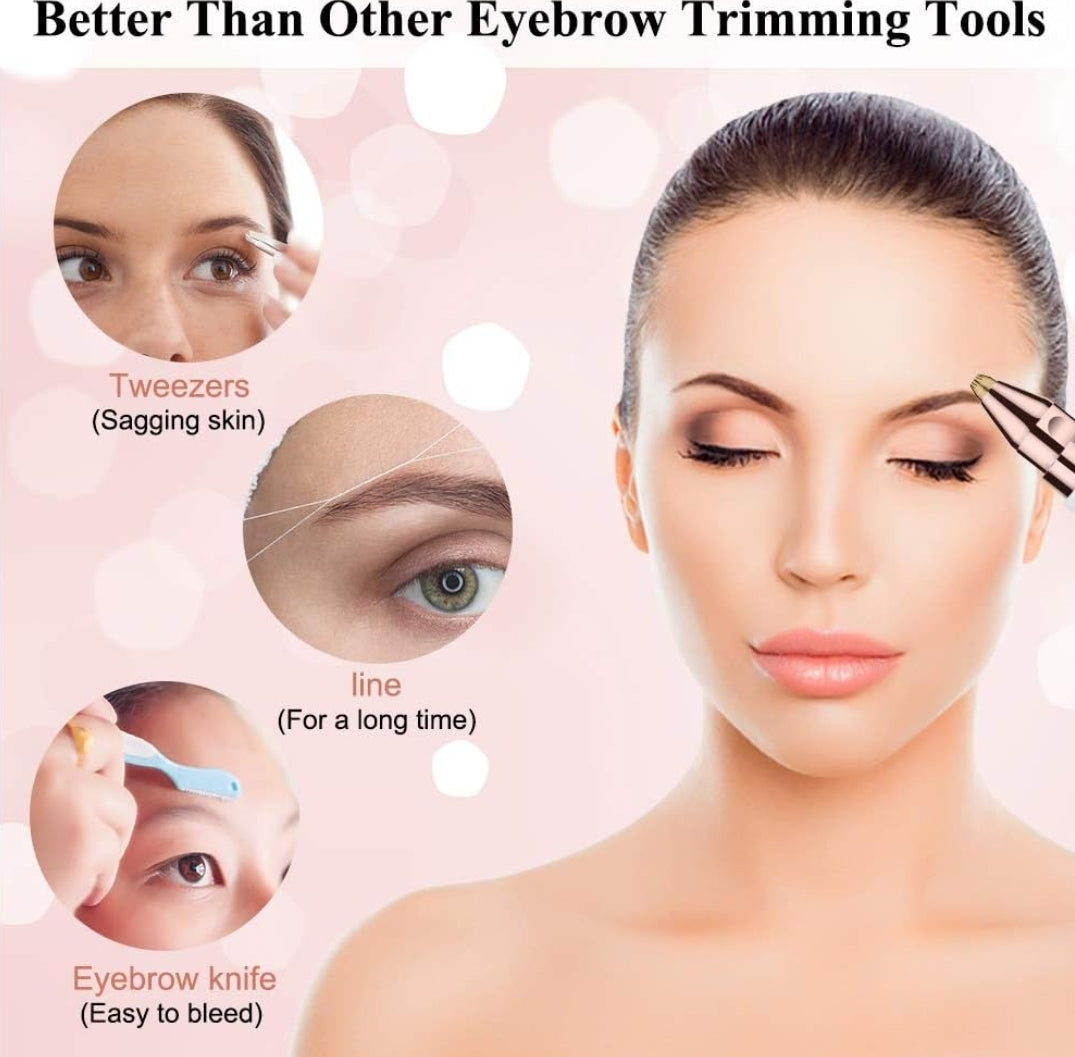 Depiladora Facial Eléctrica 2 en 1 para Mujeres ¨C Recortadora de Cejas y Dispositivo de Eliminación de Vello Facial ¨C Recargable por USB, Impermeable, Portátil, Indolora, con Luz LED ¨C Para Cara, Nariz y Labios (Blanca)