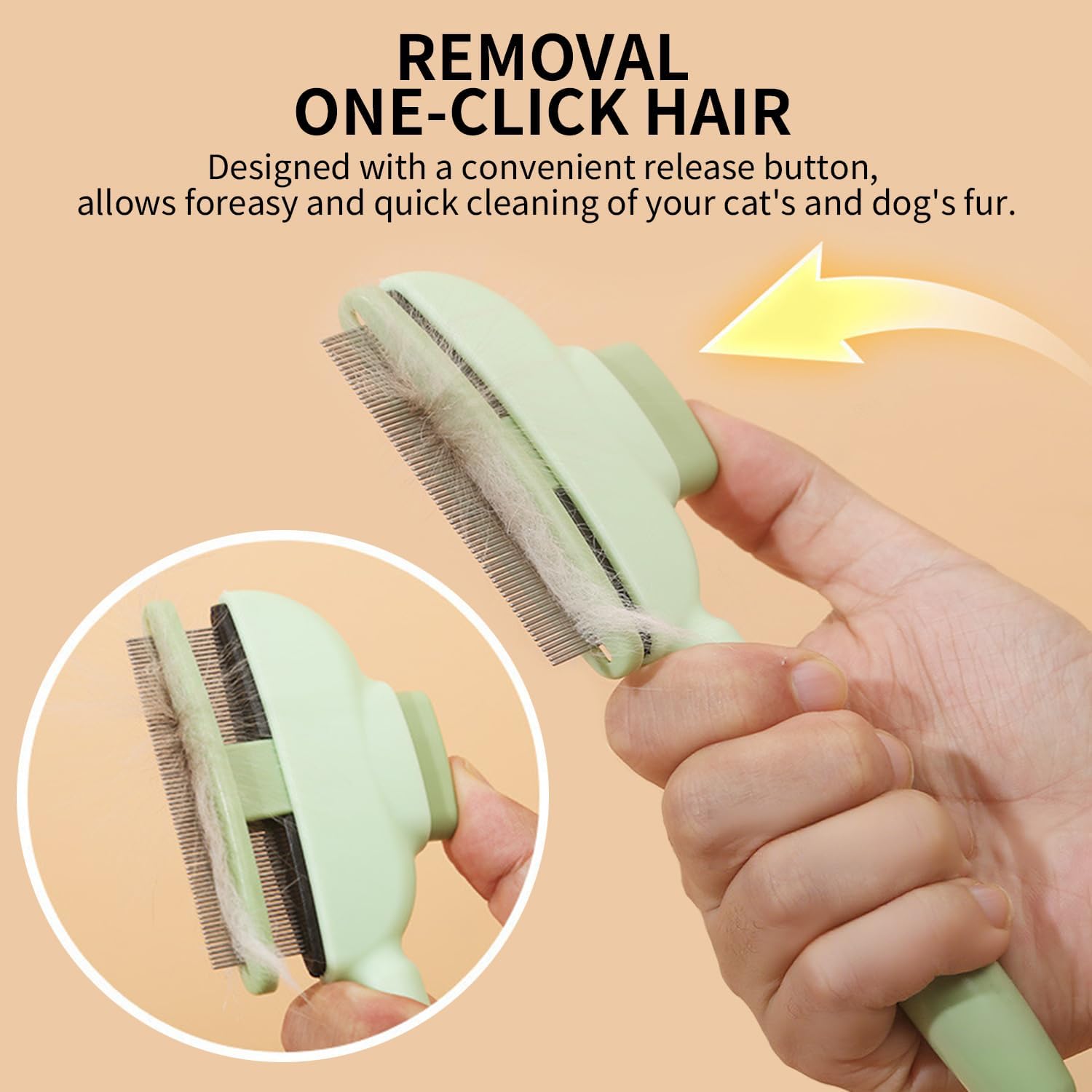 Paquete de 2 cepillos autolimpiantes para gatos, cepillo/peine efectivo para el cuidado de gatos y perros (pelo largo y corto)