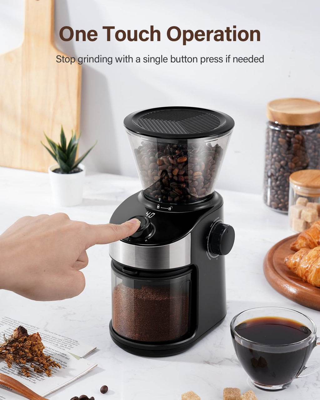 Grind Sizes Coffee Bean Grinder for Home Use (16.3 x 12 x 24.7 cm)