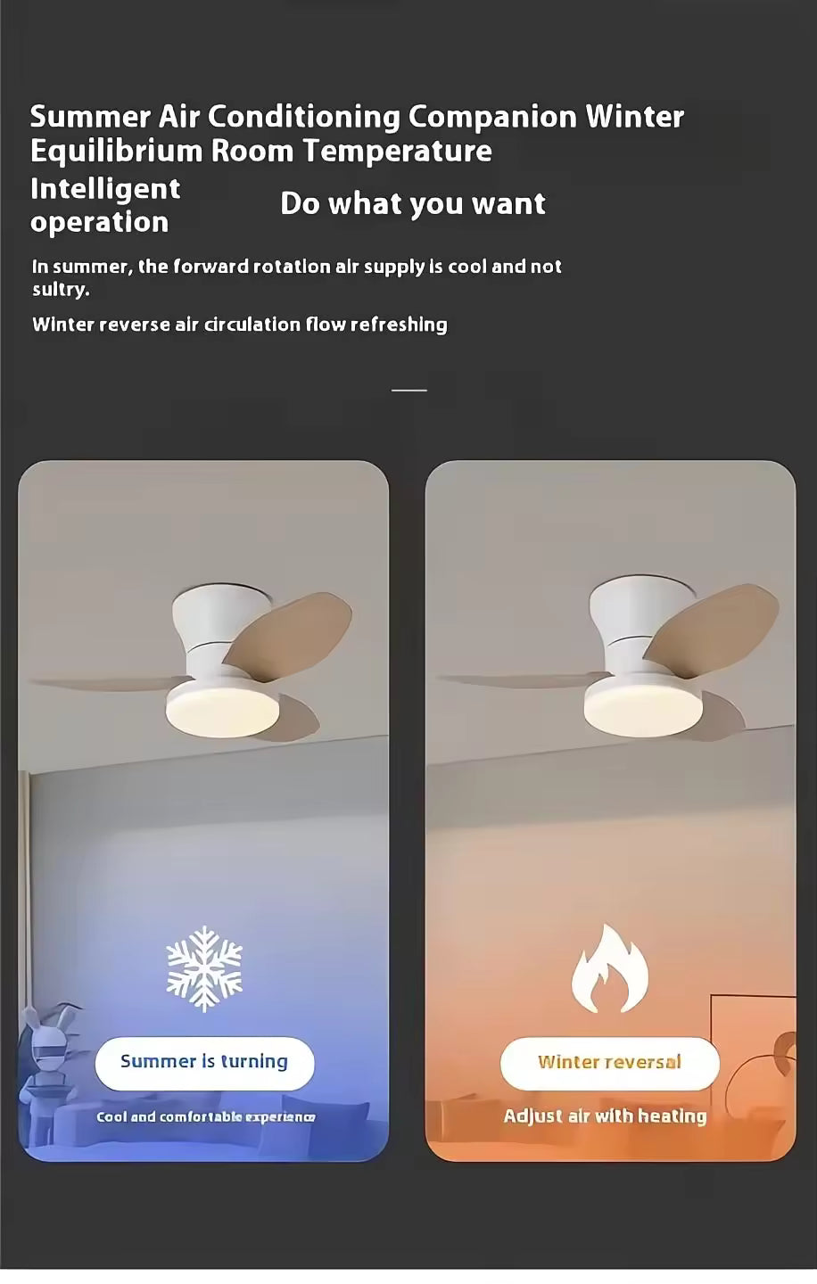 Ventilateur de plafond silencieux de 65 cm (25,5 pouces) avec lumière - Petit ventilateur de plafond avec télécommande, 3 modes d'éclairage LED, 6 vitesses