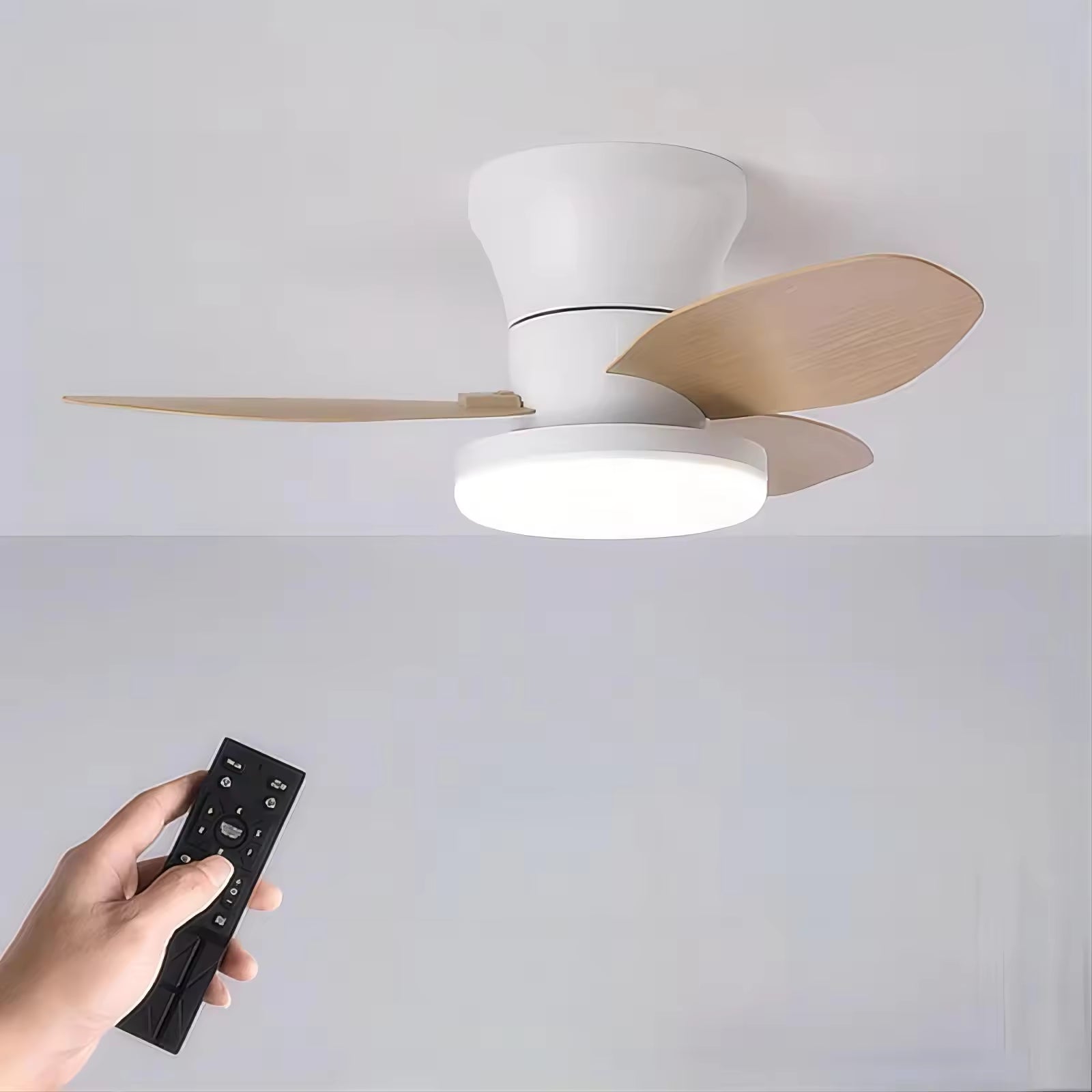 Ventilateur de plafond silencieux de 65 cm (25,5 pouces) avec lumière - Petit ventilateur de plafond avec télécommande, 3 modes d'éclairage LED, 6 vitesses