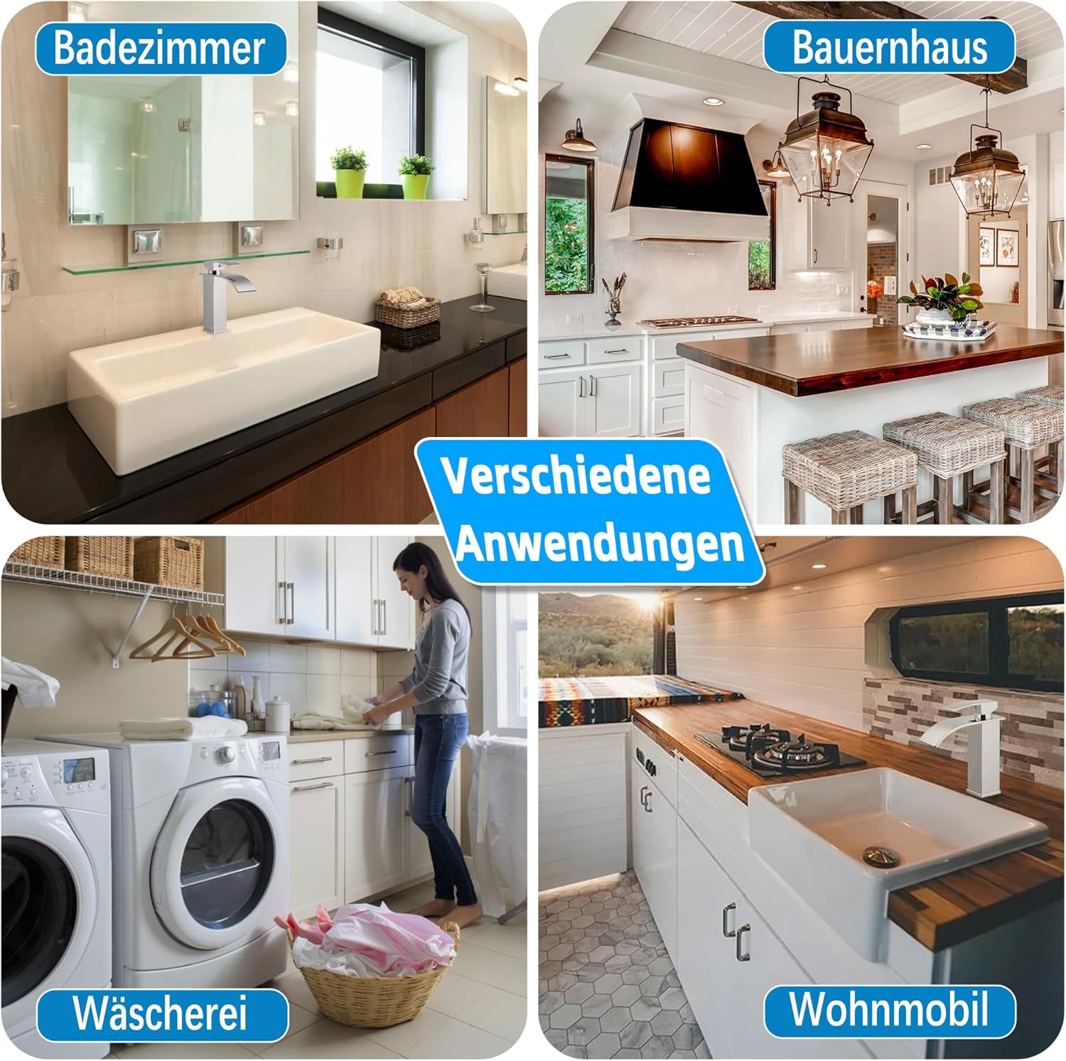 Robinet de lavabo cascade, Mitigeur de lavabo de salle de bain, Mitigeur de lavabo de salle de bain en acier inoxydable 304