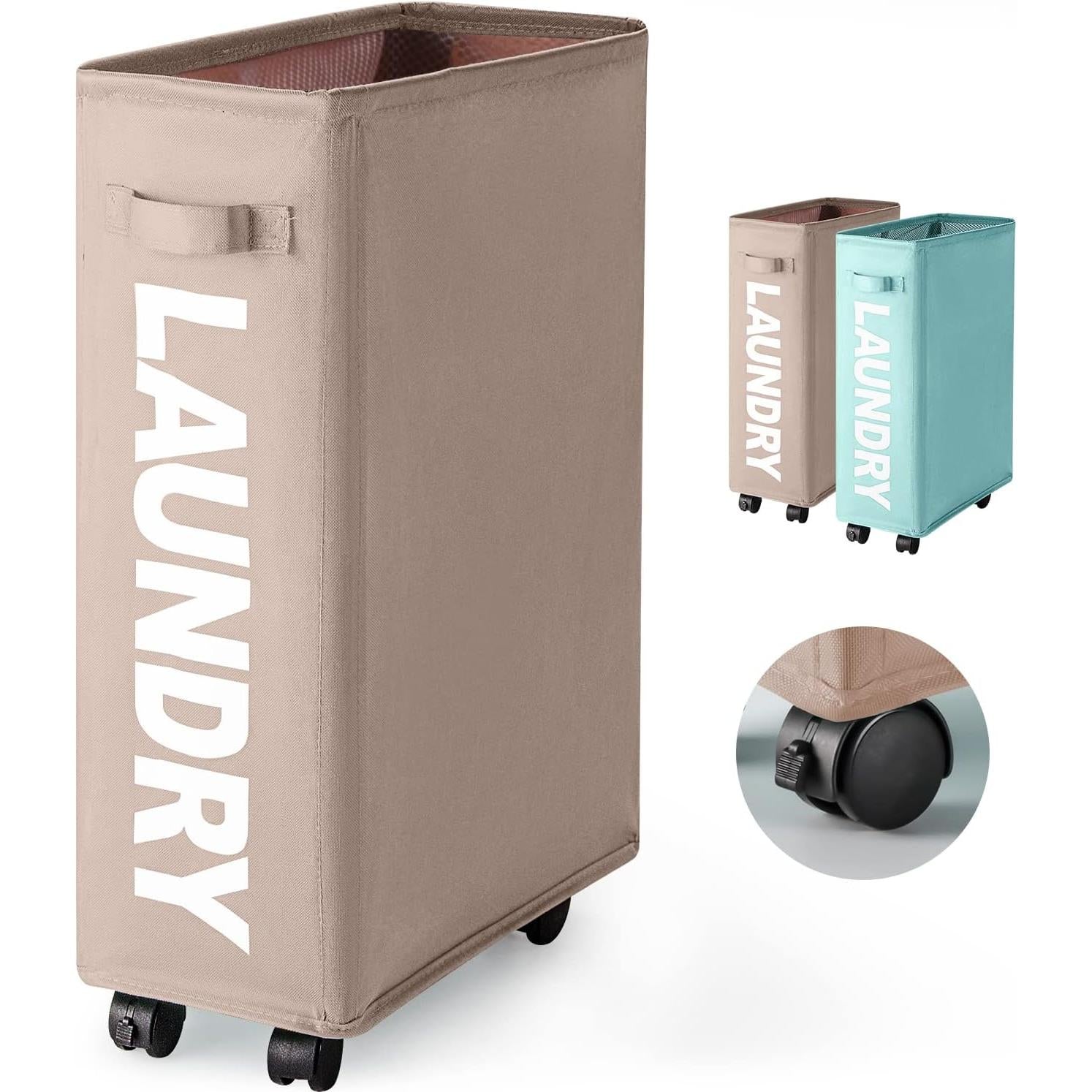 43L Laundry Basket with Wheels – Ultra-Slim, Multifunctional Laundry Hamper and Wash Bag