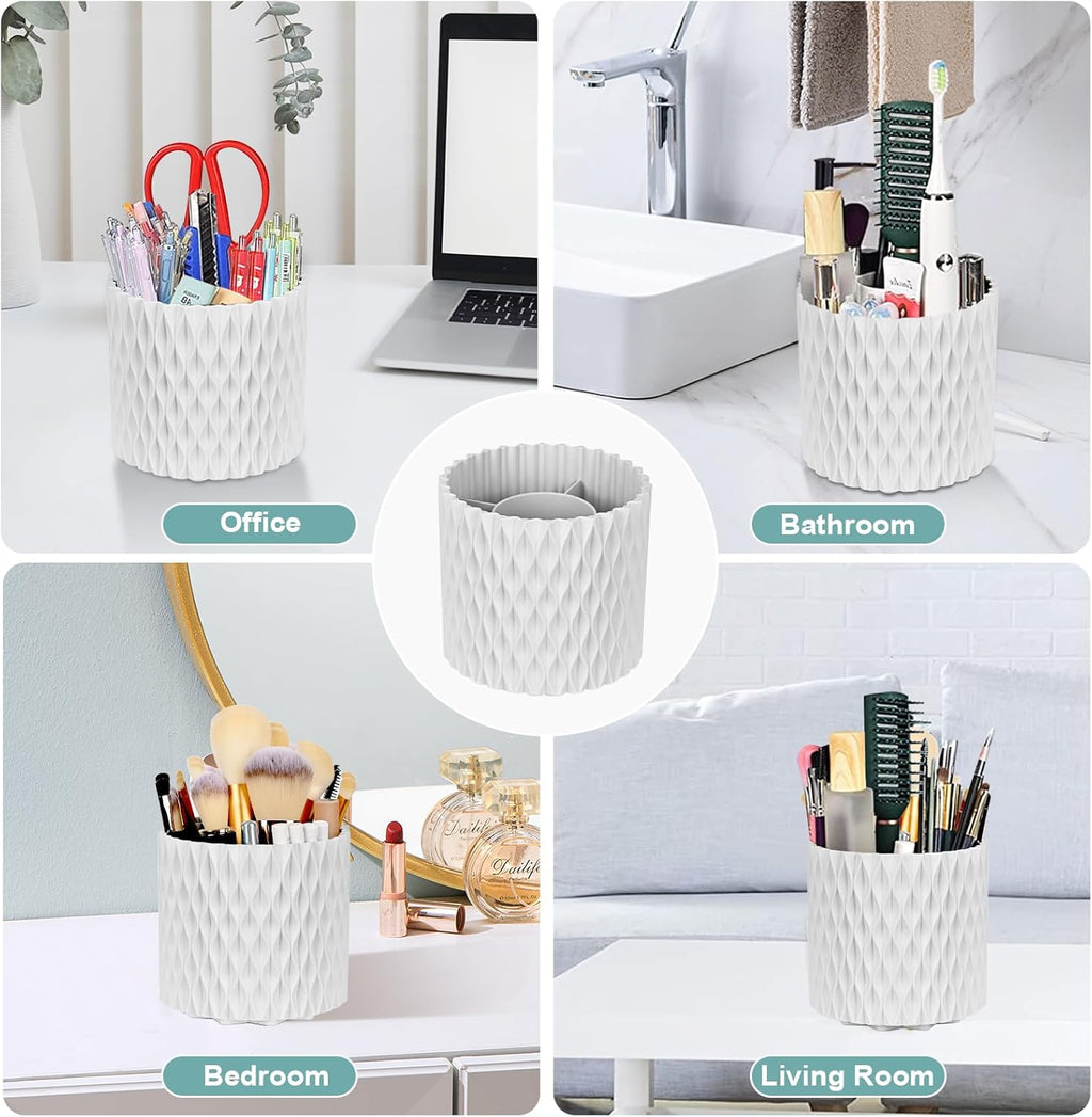 Makeup Organizer, Børsteholder, 360-graders Roterende Kosmetik Organizer, Opbevaringsboks med Stor Kapacitet til Makeupbord, Skrivebord eller Badeværelsesbordplade